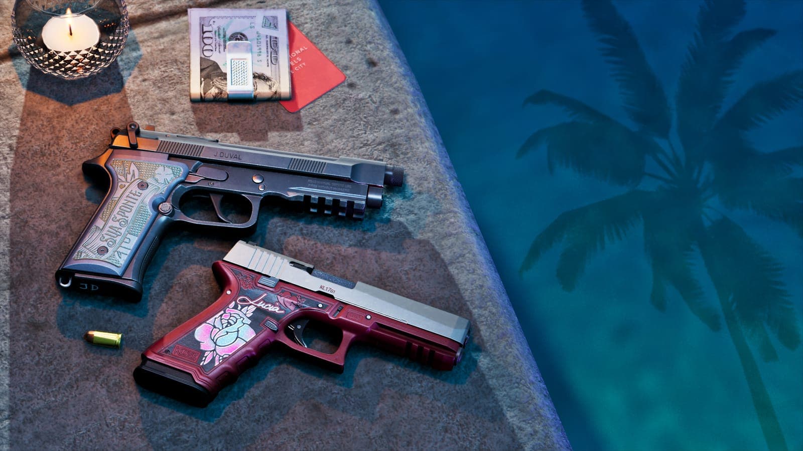 Lucia’s and Jason’s personal pistols, official Ultimate Edition screenshot