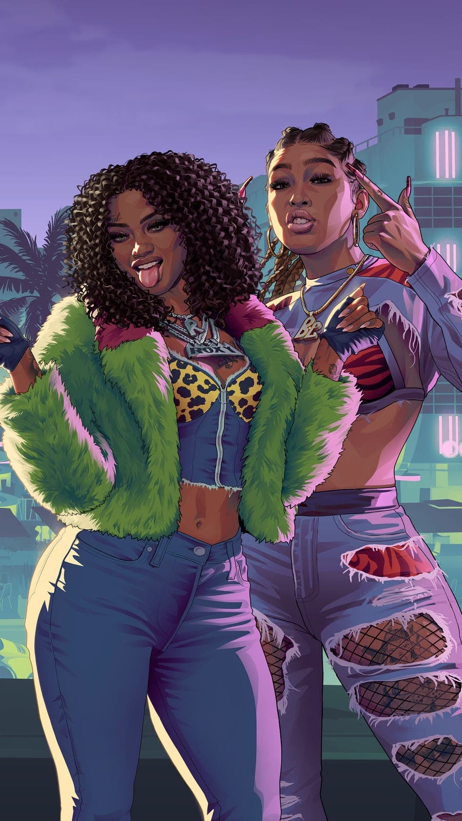 Bae-Luxe and Roxy of Real Dimez, official GTA 6 artwork