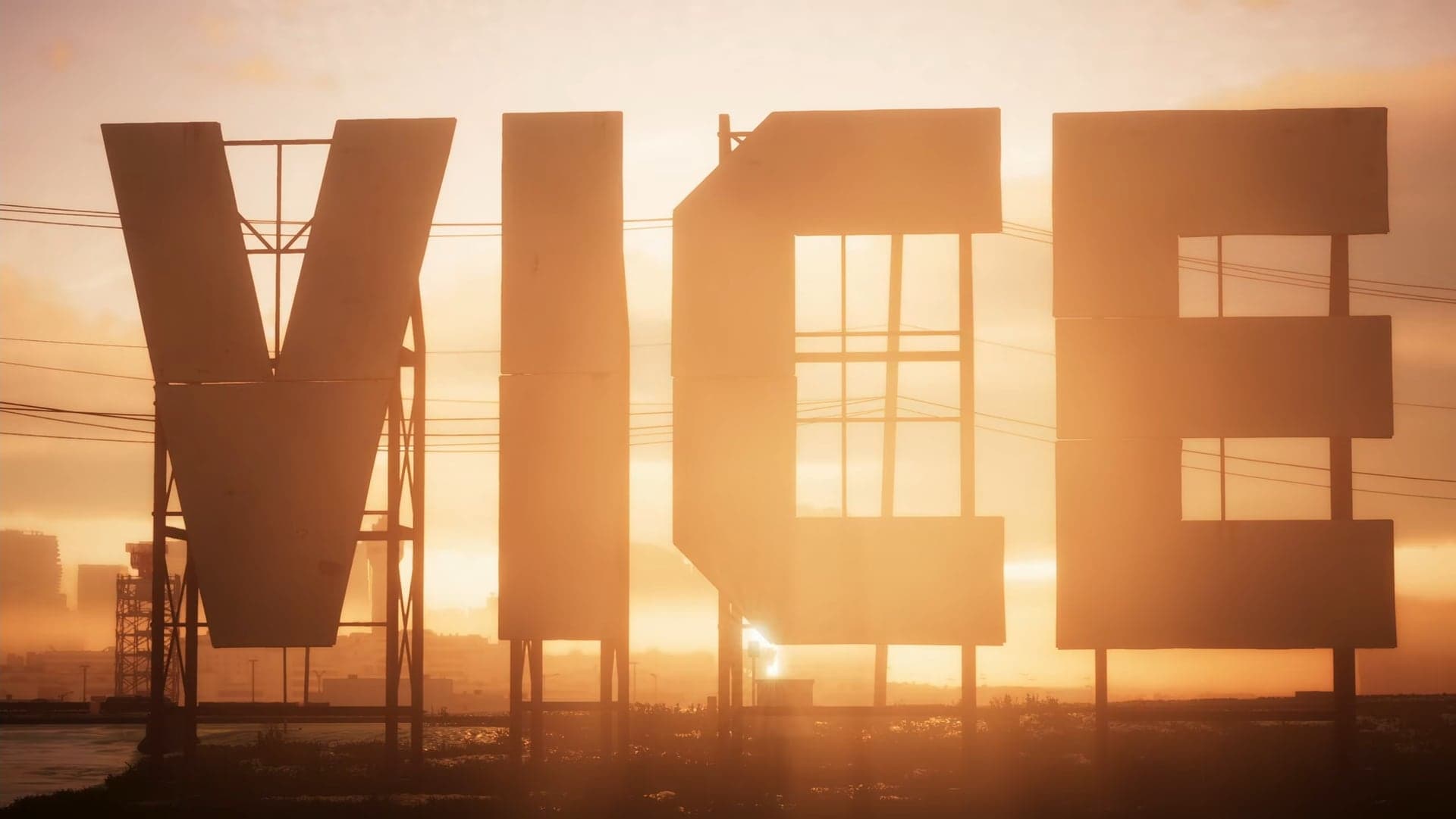 Giant VICE letters against the setting sun