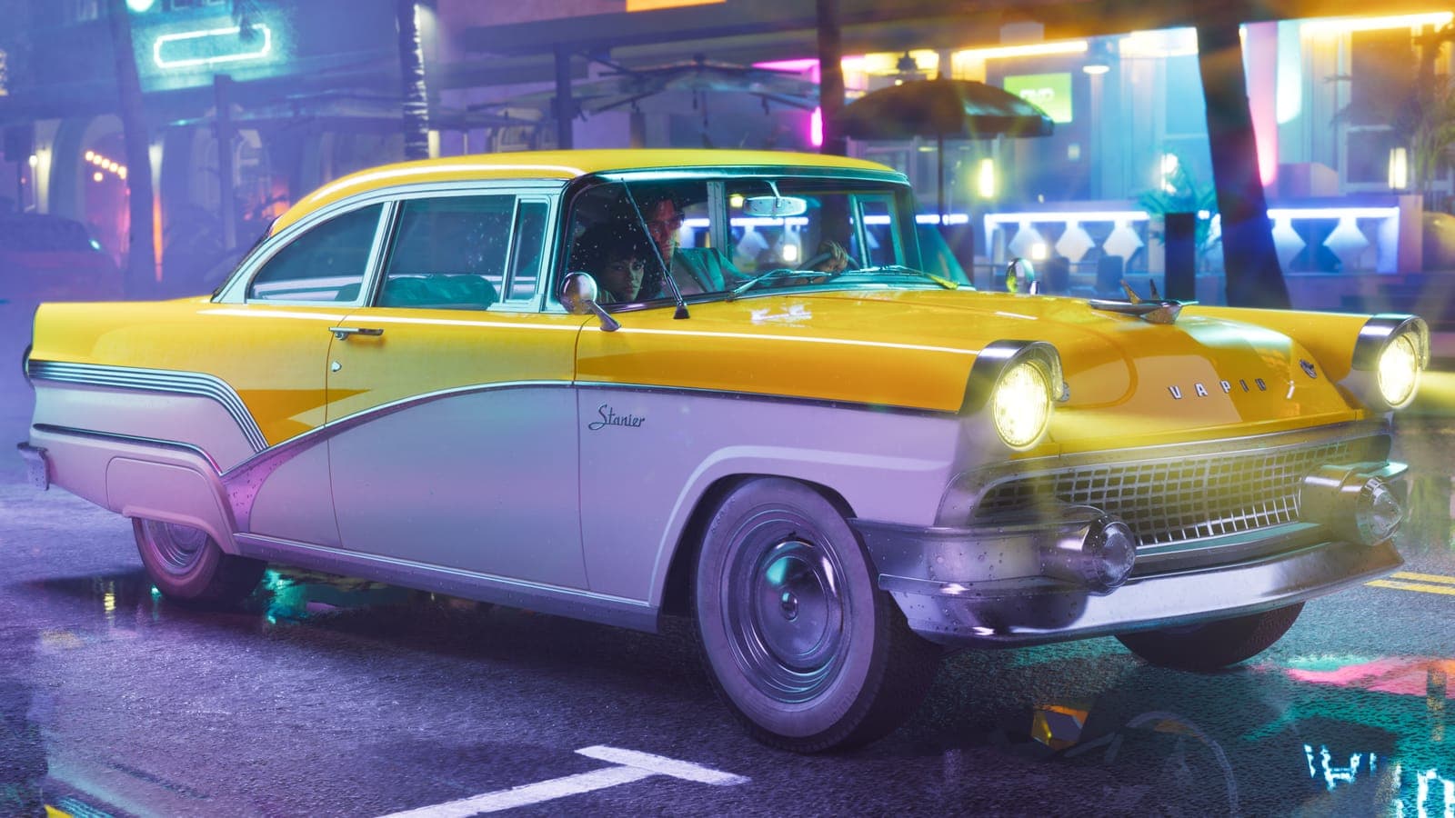 ’55 Vapid Stanier in neon light, official Vintage Vice City pack screenshot