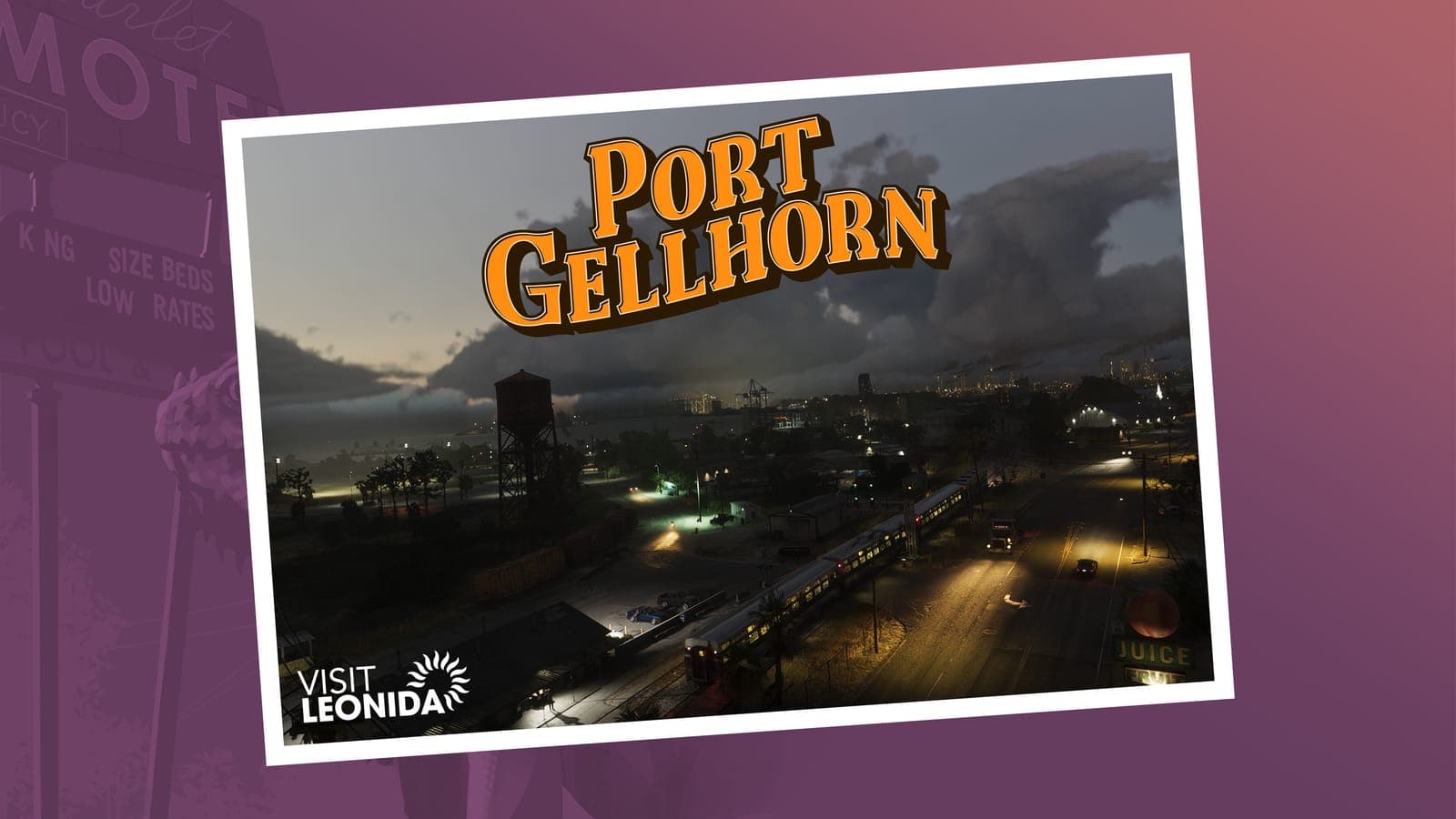 “Port Gellhorn” postcard from the official GTA 6 artwork